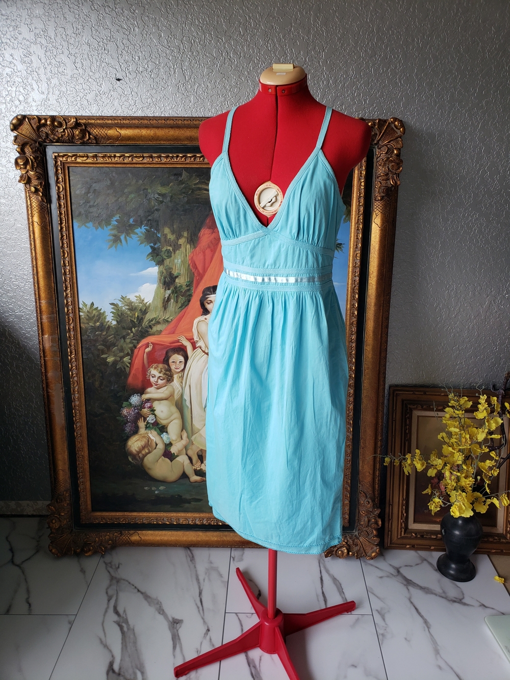 BCBGirls Light Blue Sleeveless V-Neck Summer Dress